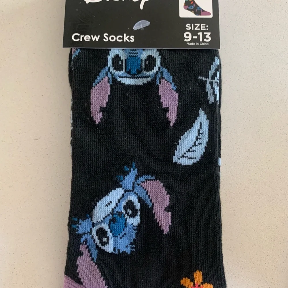 NWT Disney Black and Blue Stitch Character Socks Set of Two Pairs